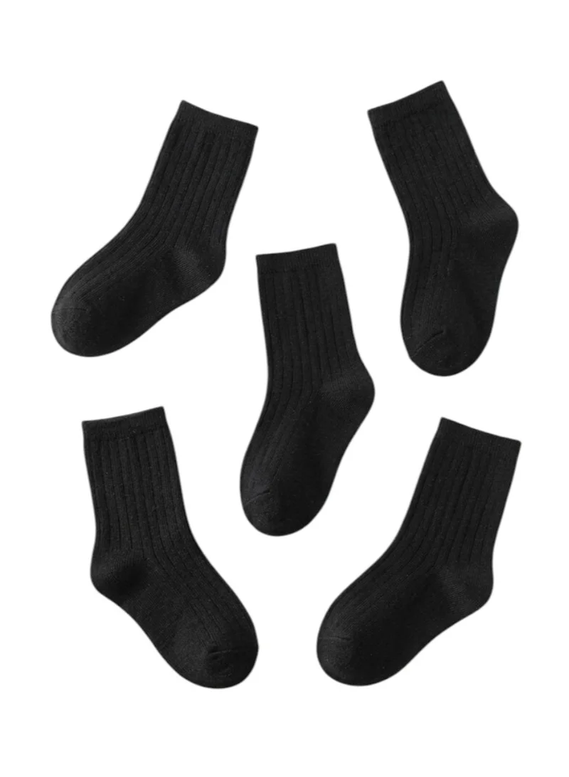 بيداني Essential Black Cotton School Socks (5-Pack)Long