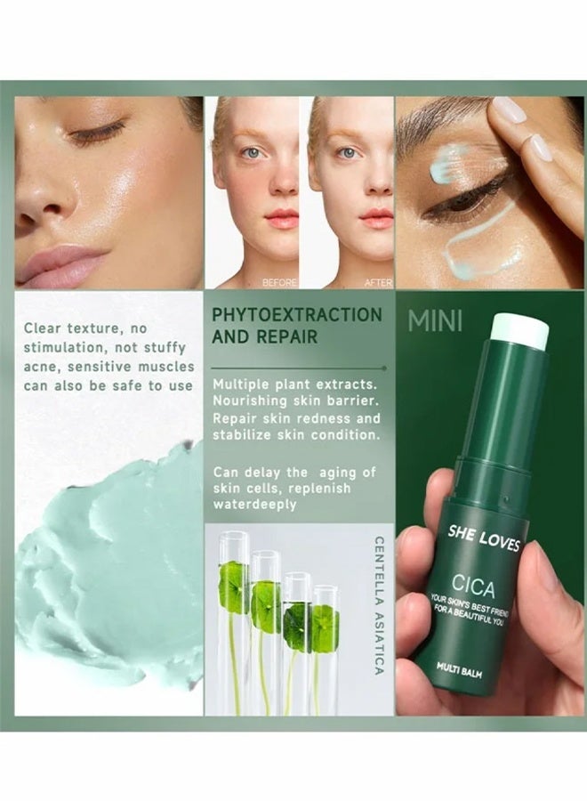 She Loves Soothing Multi Balm-Centella Asiatica Soothing Essence Stick, Natural Plant Extracts Repair And Strengthen Skin Barrier, Clear Texture, No Stimulation, Not Stuffy Acne, Sensitive Muscles Can Also Be Safe To Use - Image 5