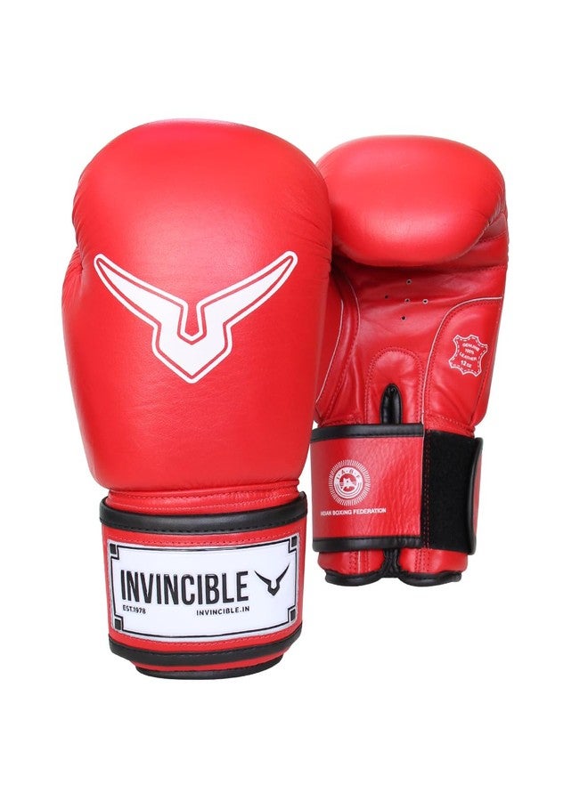 Invincible Agni 2.0 Amateur Competition Leather Boxing Gloves for Men & Women, Punching Gloves for Kick Boxing, MMA Red Color 12 Oz - Image 1