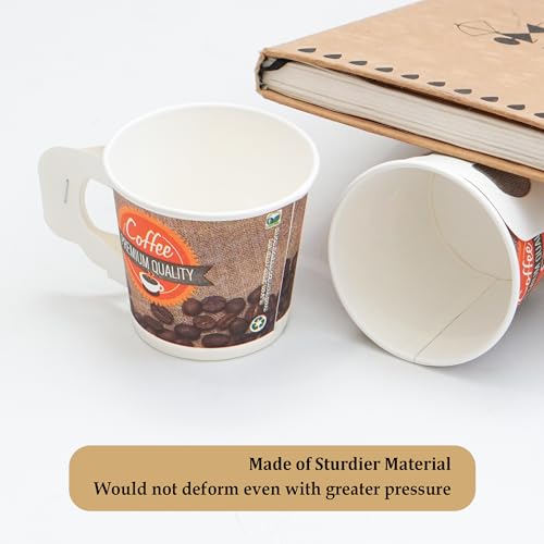 PARICOTT 150ml – 100 Cups | Paper Cups with Handle | Premium Printed Disposable Cups for Tea & Coffee – Eco-Friendly, Recyclable, One-Time Use Paper Glass for Home, Office, Events, Parties, Wedding - Image 4