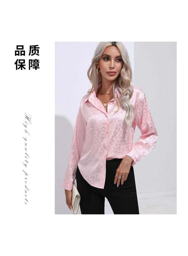 VUELO قميص ساتان جديد ربيعي للنساء من أوروبا وأمريكا، قميص كاجوال بأكمام طويلة، قميص ساتان مقلد من الحرير - Image 3