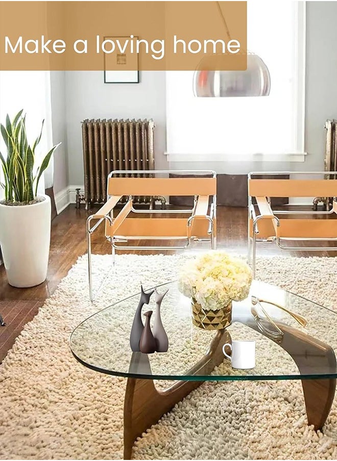 Garlo - Triangle Coffee Table in Walnut Mid Century Modern Solid Wood Base and Triangle Clear Glass Coffee Table for Living Room Low Minimalist Tea Table Coffee Tables - Image 1
