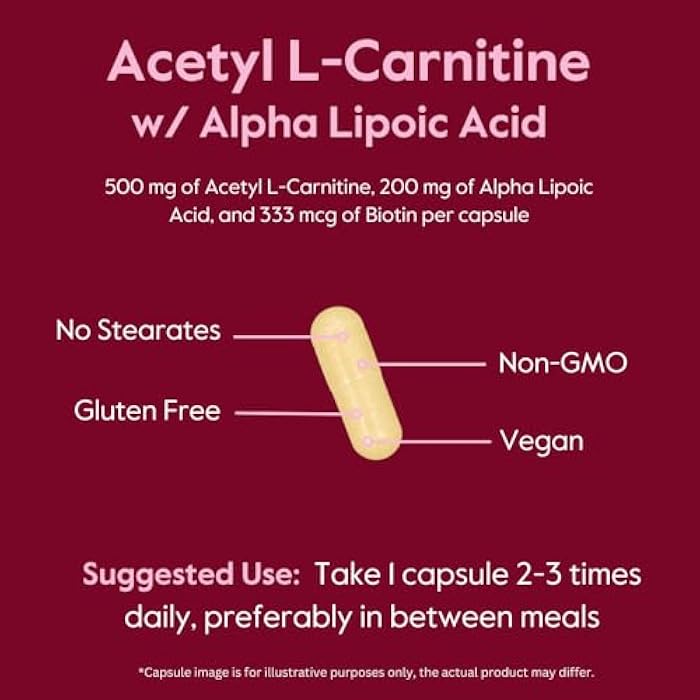 BESTVITE Acetyl L-Carnitine 500mg & Alpha Lipoic Acid 200mg per Capsule with Biotin (120 Vegetarian Capsules) - No Stearates - Vegan - Non GMO - Gluten Free - Image 5
