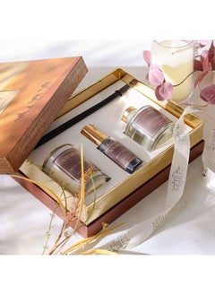 DANUBE HOME Amara Night Armour Scented Candle, Reed Diffuser & Room Spray Set – Luxury Home Fragrance Gift Set For Bedroom, Living Room, Office, Relaxation & Aromatherapy - 50 Ml, 120 Ml  - Image 1