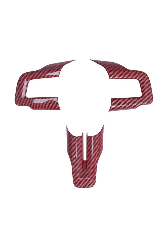 Naisec Steering Wheel Cover Trim for Ford Mustang Accessories 2015 2016 2017 2018 2019 2020 2021 Interior Accessories (Red Carbon Fiber Grain) - Image 2