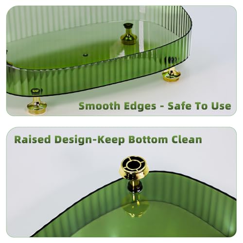 neotidy Perfume Organizer, Bathroom Vanity Tray, Acrylic Makeup Trays for Dresser Top, Countertop Decorative Plastic Decor Tray, Perfume Organizer for Women, organizador de perfumes Dark Green - Image 5