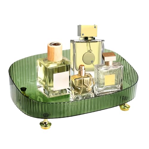 neotidy Perfume Organizer, Bathroom Vanity Tray, Acrylic Makeup Trays for Dresser Top, Countertop Decorative Plastic Decor Tray, Perfume Organizer for Women, organizador de perfumes Dark Green - Image 1