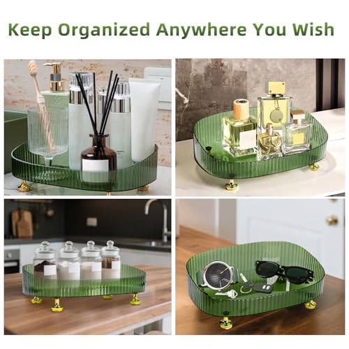 neotidy Perfume Organizer, Bathroom Vanity Tray, Acrylic Makeup Trays for Dresser Top, Countertop Decorative Plastic Decor Tray, Perfume Organizer for Women, organizador de perfumes Dark Green - Image 4