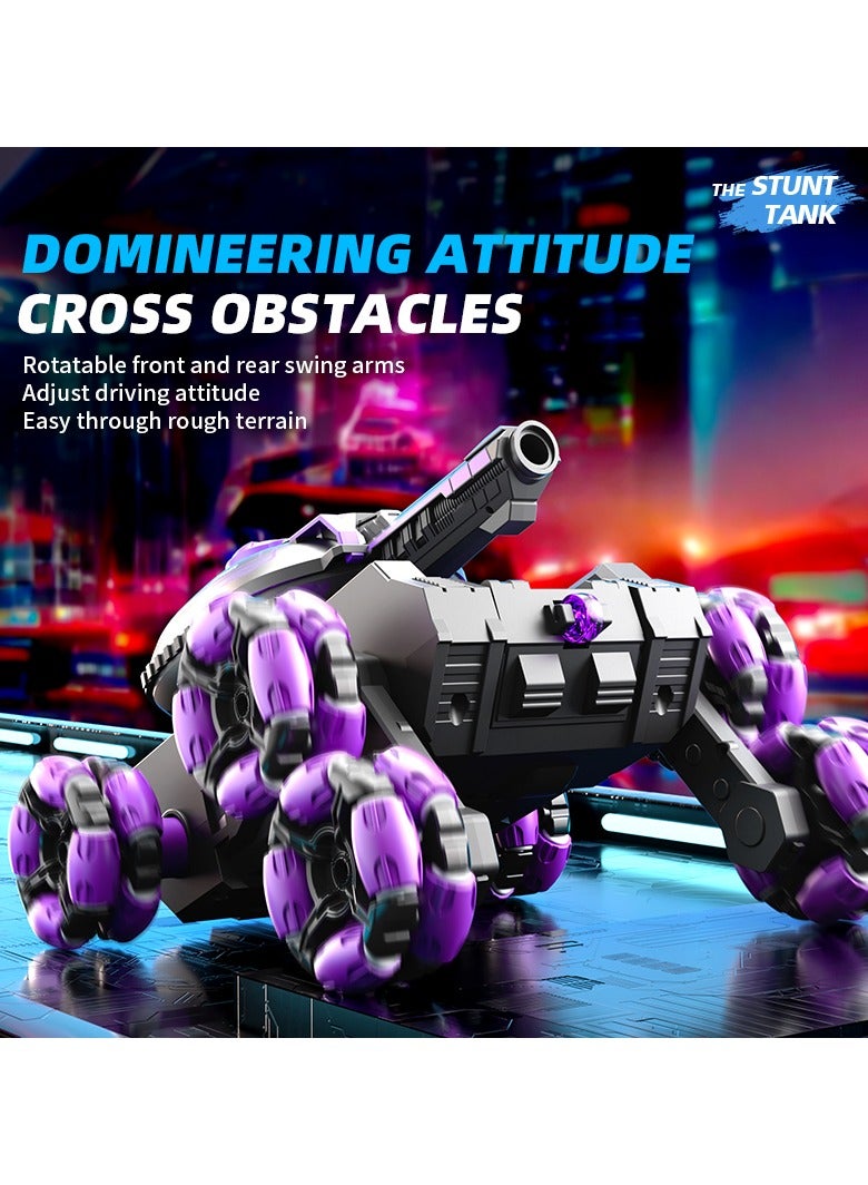 Coconut Baby Robot Six Wheel Tank, 2.4Ghz Remote Control Tank Stunt RC Car with Music and Lights, Can Shoot Water Balls, Gesture Controlled, with 1 Rechargeable Battery, Birthday Gift for 6 7 8 9 10 11 12 Years Old  - Image 1