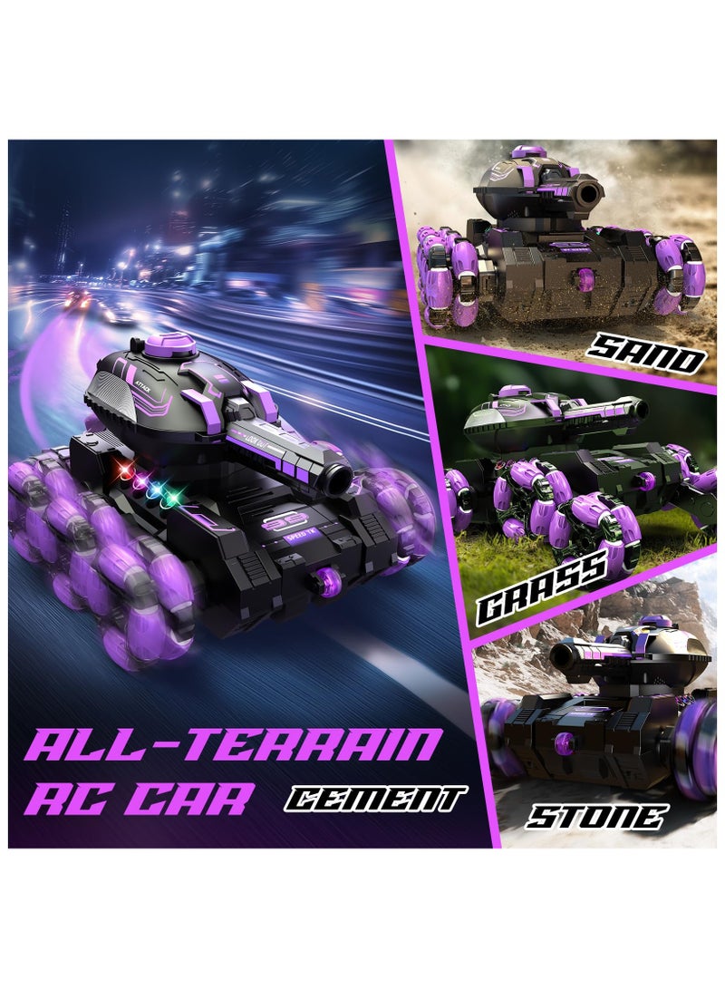 Coconut Baby Robot Six Wheel Tank, 2.4Ghz Remote Control Tank Stunt RC Car with Music and Lights, Can Shoot Water Balls, Gesture Controlled, with 1 Rechargeable Battery, Birthday Gift for 6 7 8 9 10 11 12 Years Old  - Image 4