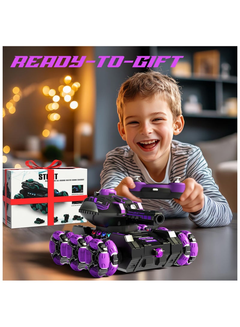 Coconut Baby Robot Six Wheel Tank, 2.4Ghz Remote Control Tank Stunt RC Car with Music and Lights, Can Shoot Water Balls, Gesture Controlled, with 1 Rechargeable Battery, Birthday Gift for 6 7 8 9 10 11 12 Years Old  - Image 5