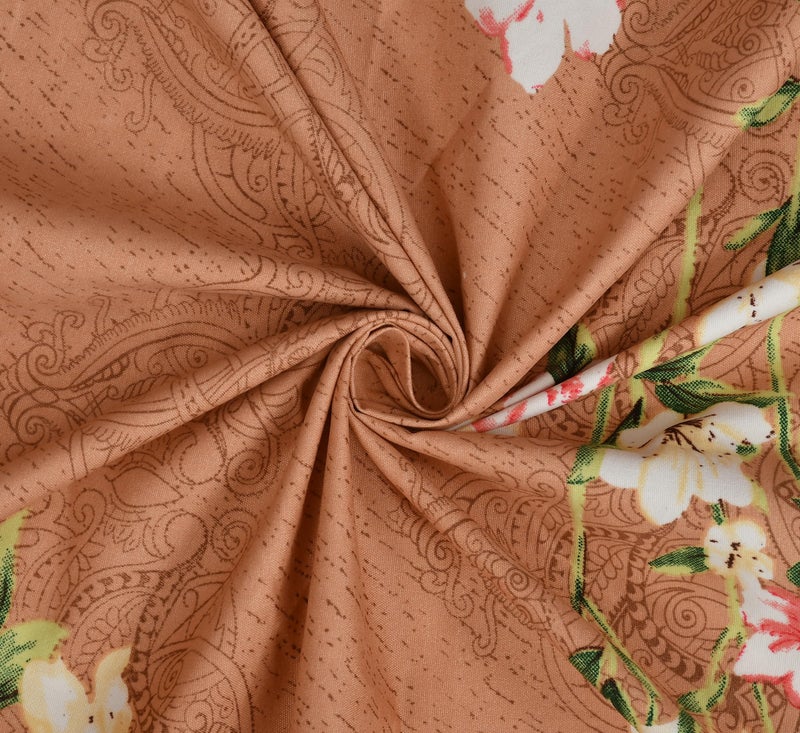 STARNSTYLE 100% Cotton Super Soft 240 Thread Count Elastic Fitted All Around Elastic Printed King Size Double Bed Bedsheet with 2 Pillow Cover 72" X 78" Brown Rose - Image 5
