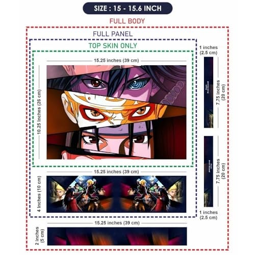 Finearts Full Body Laptop Skin Upto 15.6 inch Sticker Compatible for Dell/HP/Lenovo/Acer/Sony All Laptop Size Upto 14 to 15.6 Inch - Anime Triangle Eye Design - Image 5