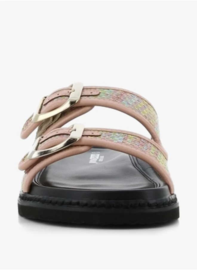 اس جي Women's Buckle Detail Slip-On Sandals
