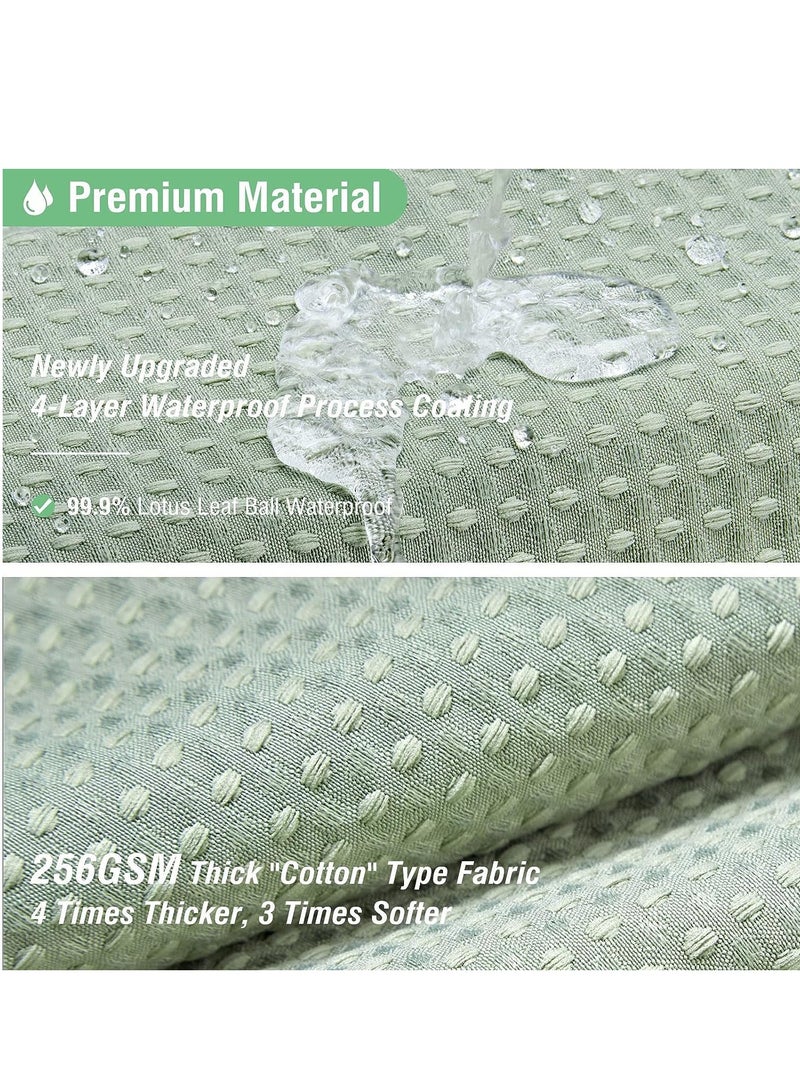 KASTWAVE Sage Green Shower Curtain - Waffle Textured Heavy Duty Thick Fabric Shower Curtains for Bathroom, 256GSM Luxury Weighted Polyester Cloth Bath Curtain Set with 12 Plastic Hooks, 72Wx72H  - Image 4
