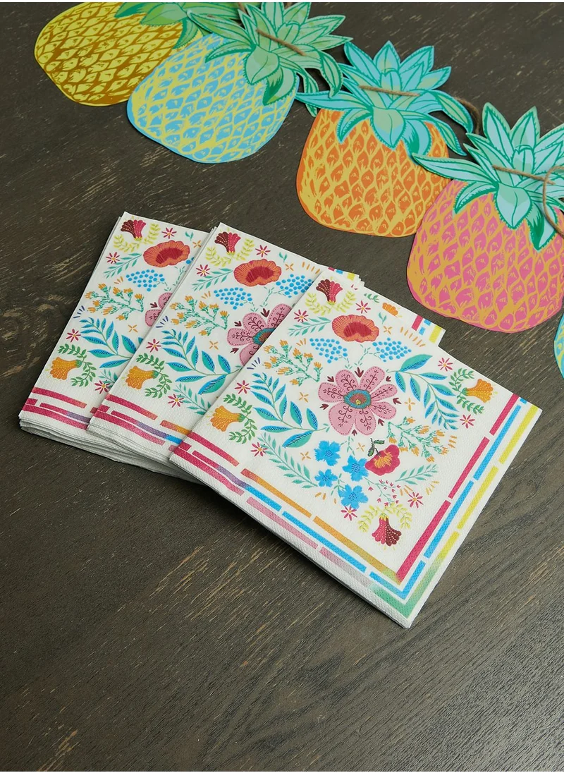 Talking Tables Set Of 20 Boho Mix Floral Napkin 33Cm