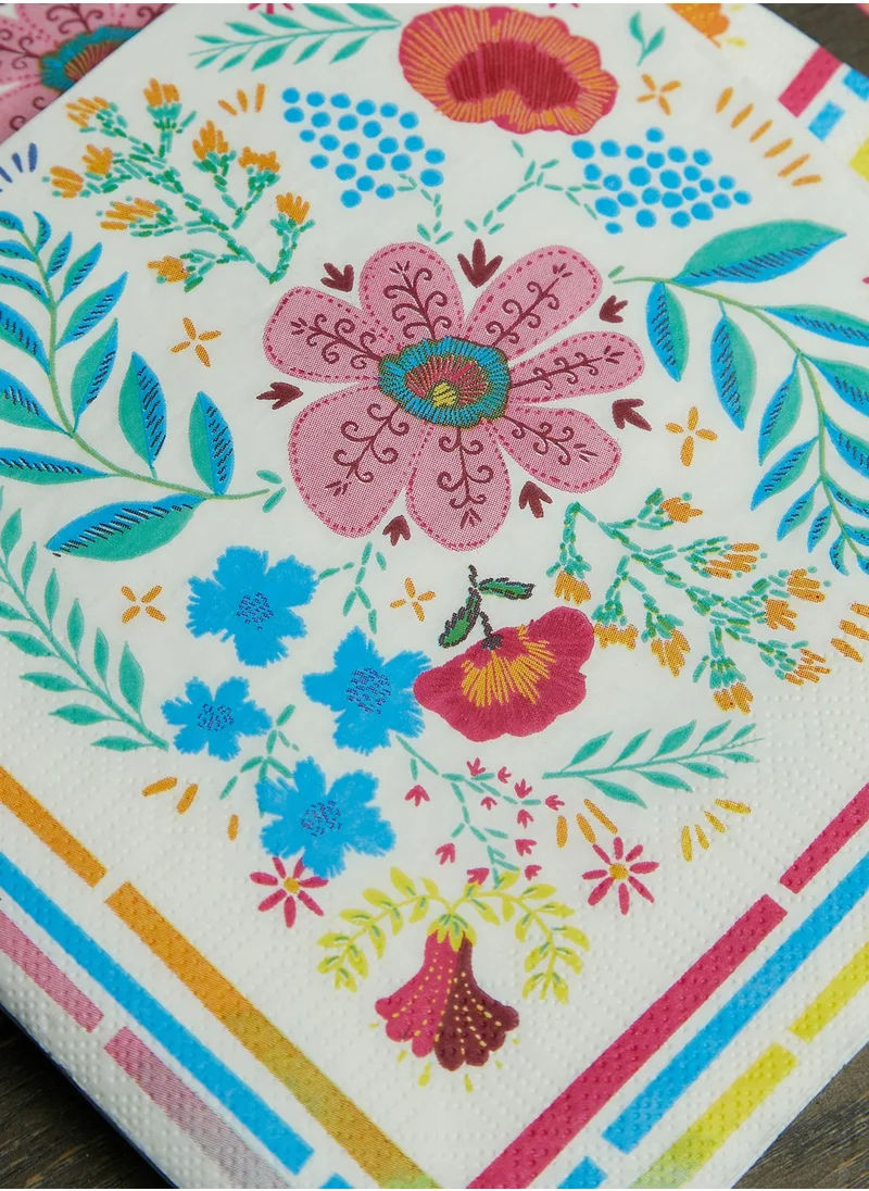 Talking Tables Set Of 20 Boho Mix Floral Napkin 33Cm