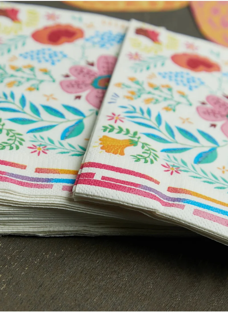Talking Tables Set Of 20 Boho Mix Floral Napkin 33Cm