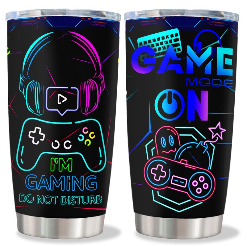 Fusui Gamer Gifts Gifts for Gamers Cool Gamer Gifts for Men Teenage Teen Boys Boyfriend Gaming Mugs Gift Stuff Video Games Party Favors The Game Boy Birthday Room Decor Stainless Steel Tumbler 20oz 1pc 
