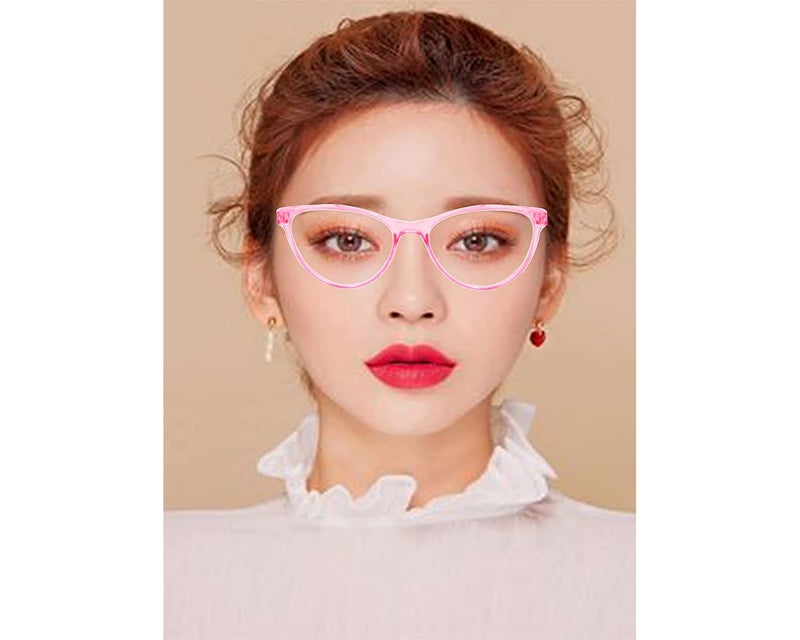 Dark Wost Computer Glasses Anti Reflective Eyeglasses Lightweight Cat Eye Spectacles Frame for Women Pink Clear - Pack Of 1 - Image 3