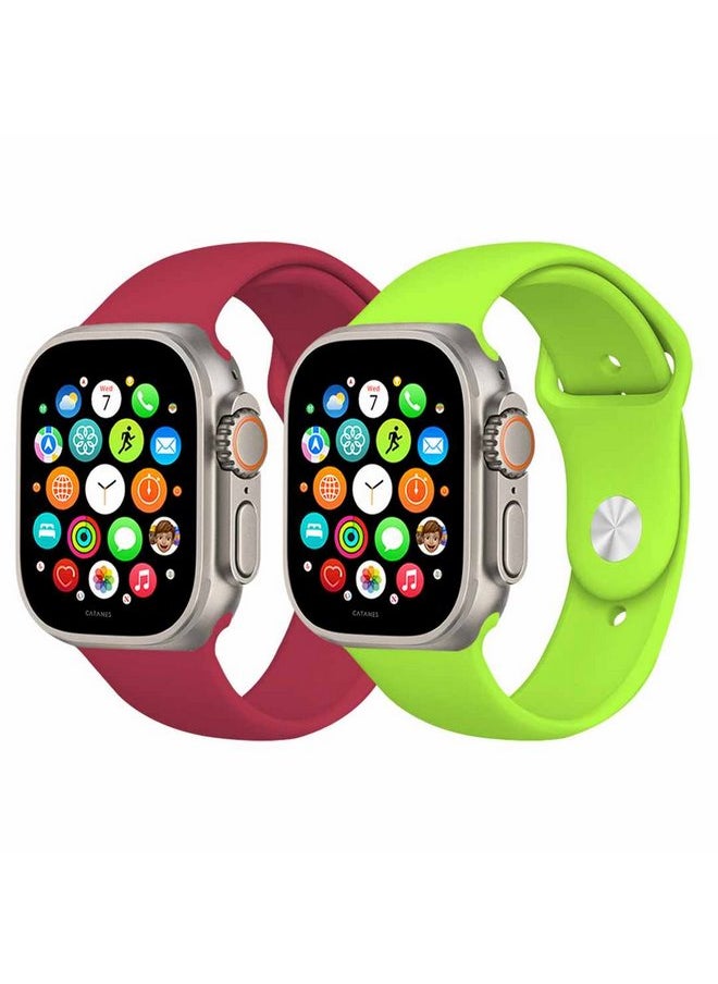 CATANES - 2 Pack Of Silicone Sport Band 49mm 45mm 44mm 42mm Replacement Wrist Strap Compatible For Series Ultra 2/9 /Ultra /8 / 7/6 / 5/4 / 3 & SE - Image 1