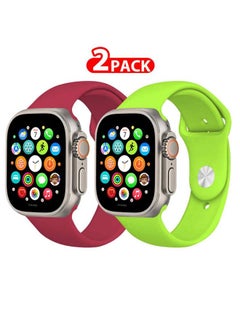 2 Pack Of Silicone Sport Band 49mm 45mm 44mm 42mm Replacement Wrist Strap Compatible For Series Ultra 2/9 /Ultra /8 / 7/6 / 5/4 / 3 & SE