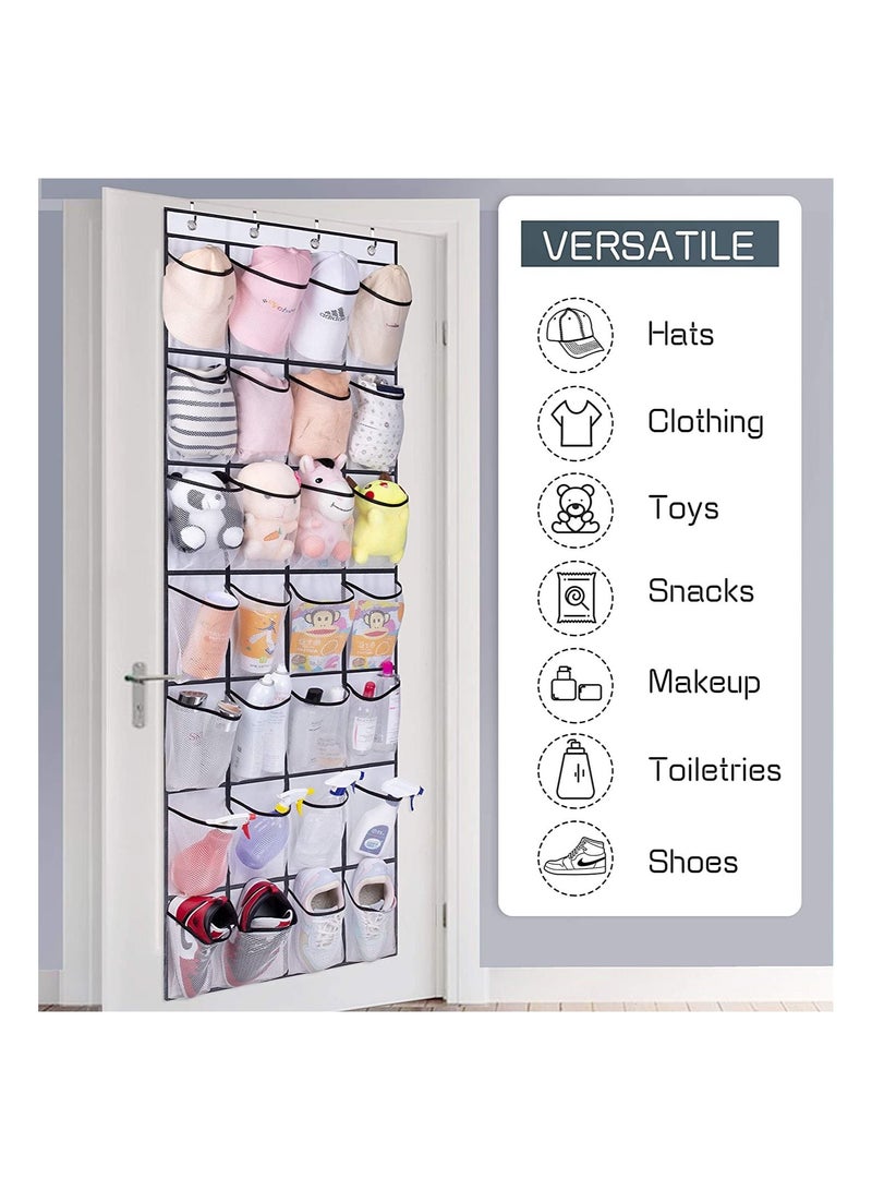 28 Large Mesh Pockets Over The Door Shoe Rack Hanging Shoe Organizer for Closet Hanging Shoe Rack Holder Hanger White