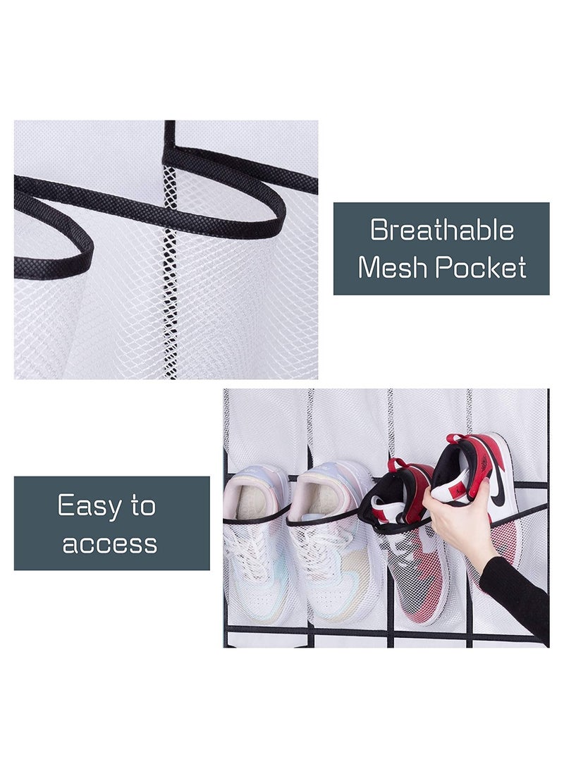 28 Large Mesh Pockets Over The Door Shoe Rack Hanging Shoe Organizer for Closet Hanging Shoe Rack Holder Hanger White