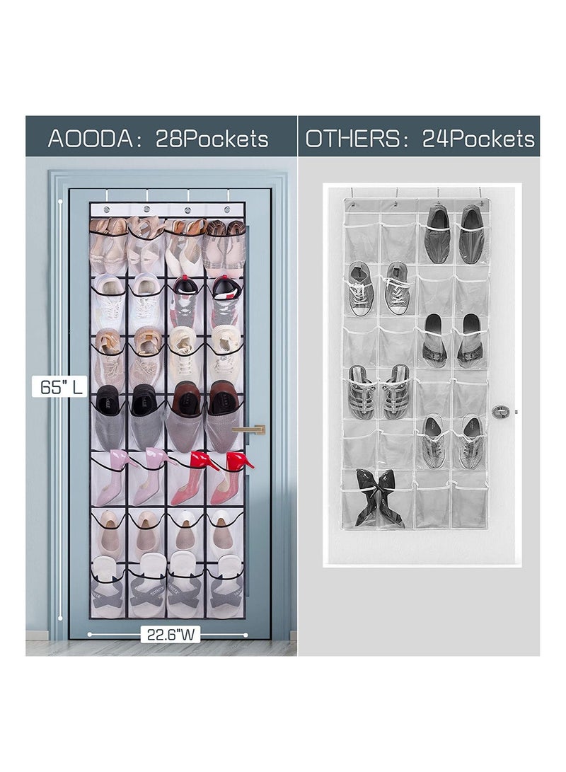 28 Large Mesh Pockets Over The Door Shoe Rack Hanging Shoe Organizer for Closet Hanging Shoe Rack Holder Hanger White