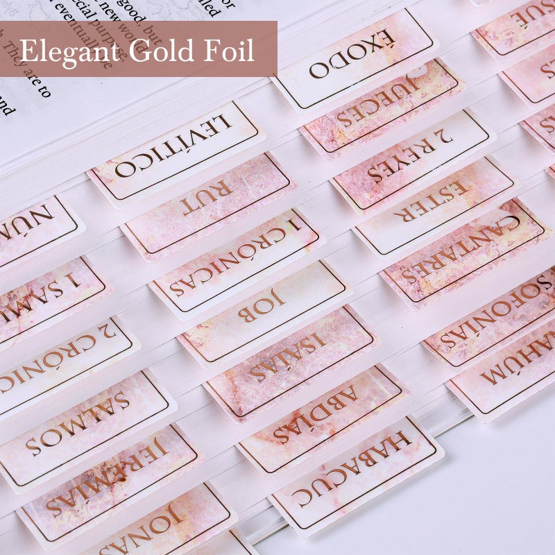 XKDOUS Spanish Laminated Bible Tabs for Women, pestaÃ±as para biblia en espaÃ±ol, Large Print Bible Book Tabs Easy to Read and Apply (Gold Foil Champagne Marbling) - Image 5