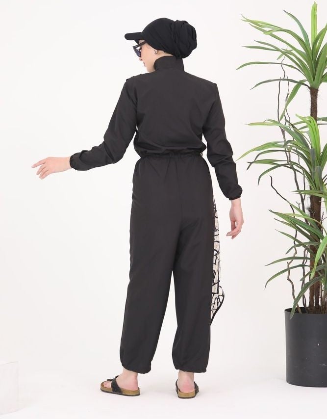 NS Tasarım NS Design Ocean Stone Pattern Design Hijab Jumpsuit Swimsuit - Image 2