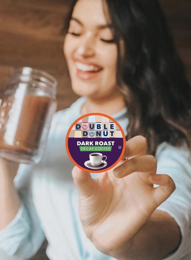 Double Donut Coffee Double Donut Decaf Dark Roast Coffee Pods, Extra Bold Blend Coffee, Single Serve Coffee For Keurig K Cups Machines, Decaf Dark Roast Coffee in Recyclable Pods, 24 Count - Image 3