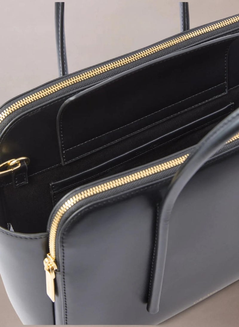 CALVIN KLEIN Leather Medium Tote Bag - Image 3