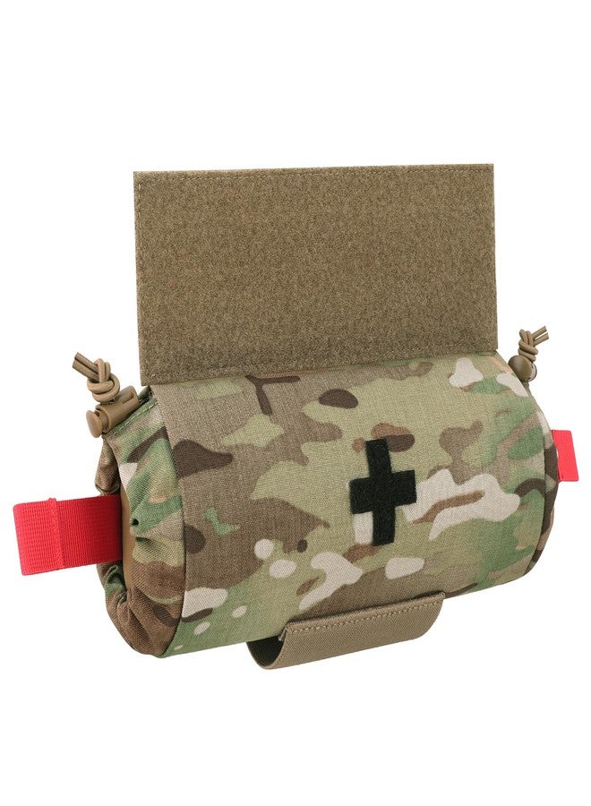 PETAC GEAR Tactical First Aid Drop Dump Pouch, Micro Medical Trauma Roll Up Drop Pouch EMT IFAK Sub Abdominal Carrying Bag with Hook-N-Loop (MC) - Image 1