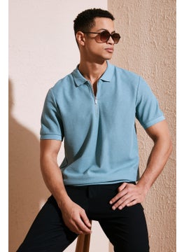 Buratti Cotton Regular Fit Zippered Polo Collar T Shirt Men's Polo T Shirt 5902434  - Image 1