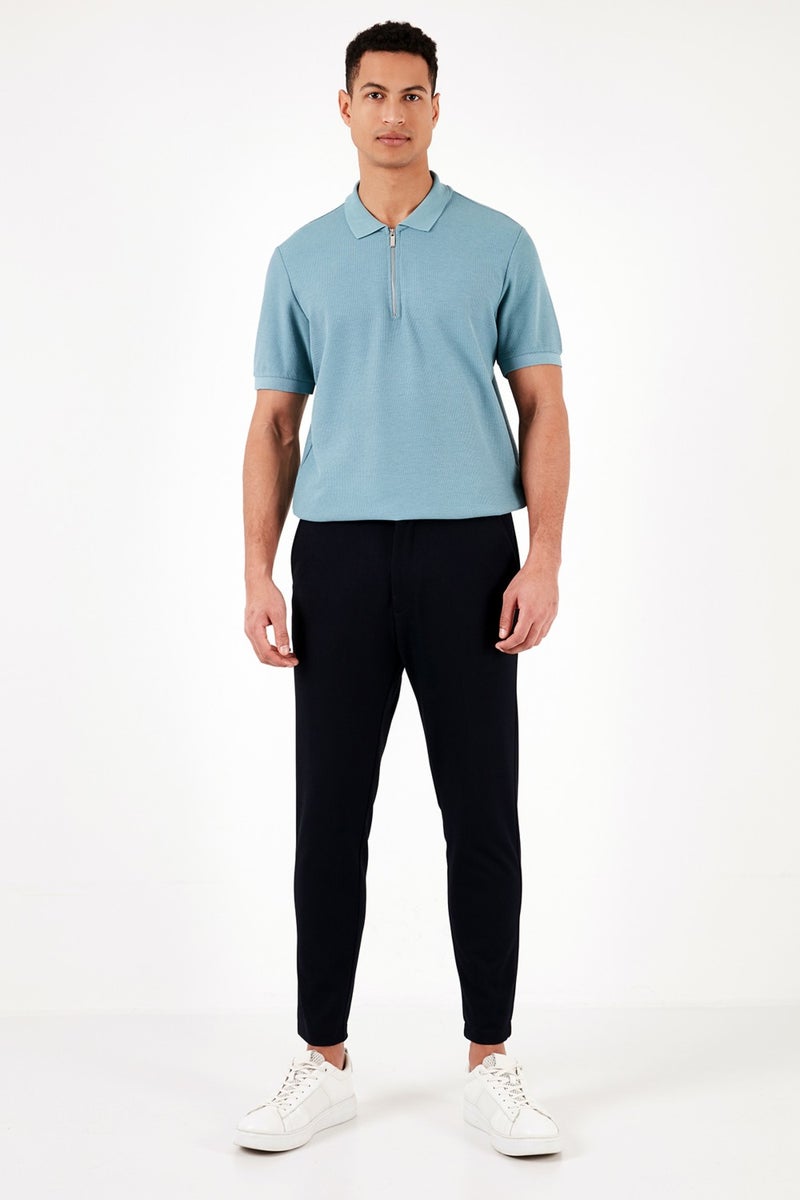 Buratti Cotton Regular Fit Zippered Polo Collar T Shirt Men's Polo T Shirt 5902434  - Image 3