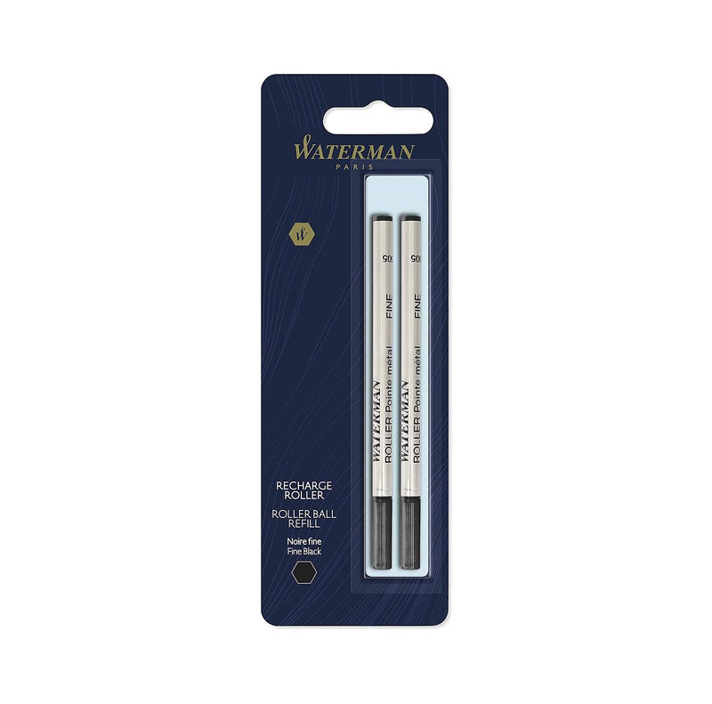 Waterman Rollerball Pen Refill, Fine Tip with Black Ink, 2 Count - Image 1