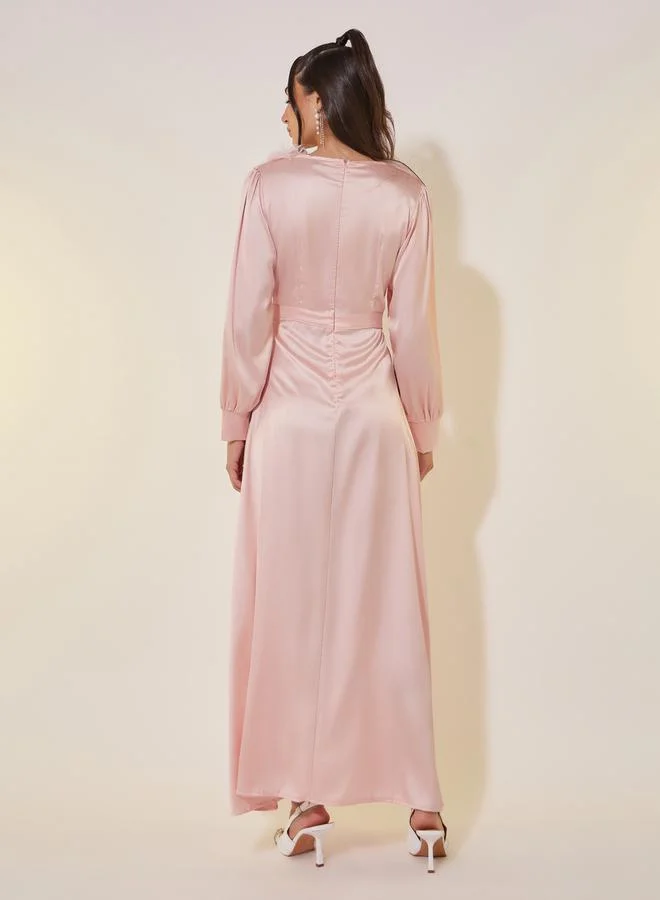 Take Two Feather Trim Maxi Dress