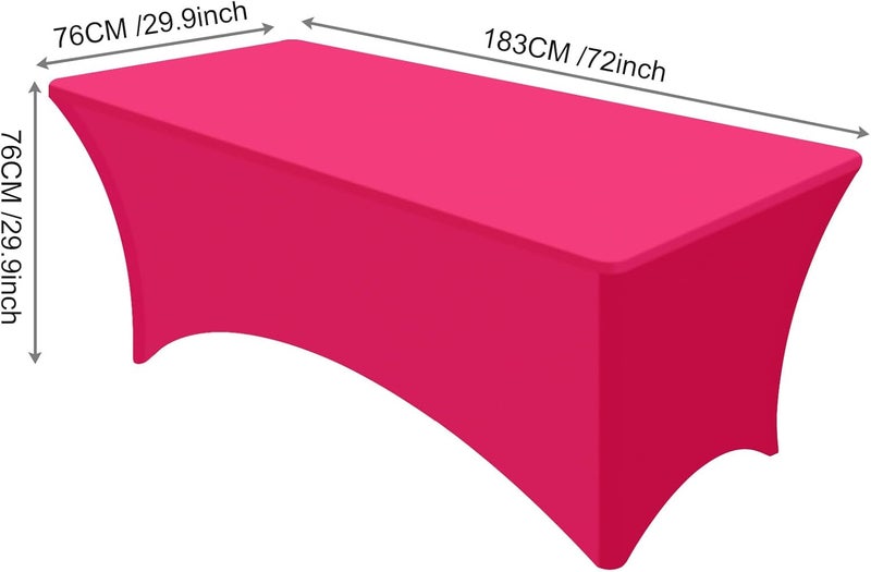 PLULON 2Pack 6FT Hot Pink Tablecloth Rectangular Fitted Stretch Table Cover Washable Spandex Tablecloth Table Protector for Patio Picnic Wedding Birthday Banquet Baby Shower Christmas Table Dcor - Image 2