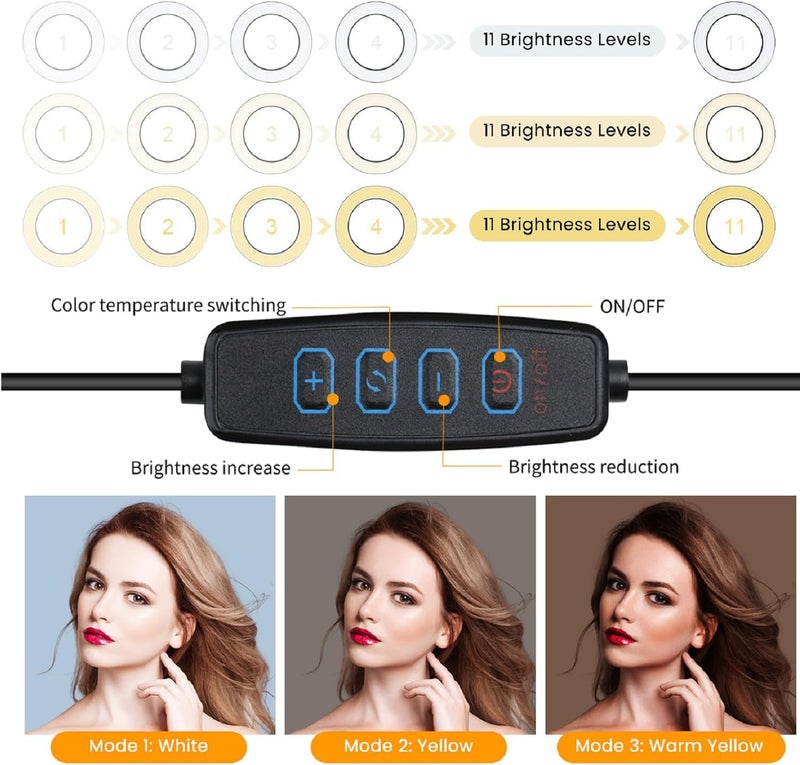 MACTREM طقم إضاءة مؤتمرات الفيديو، ضوء حلقي مثبت على شاشة اللابتوب، 6" ضوء سيلفي LED قابل للتعتيم لاجتماعات زوم/العمل عن بُعد/مكالمات زوم/البث المباشر/تسجيل الفيديو - Image 4