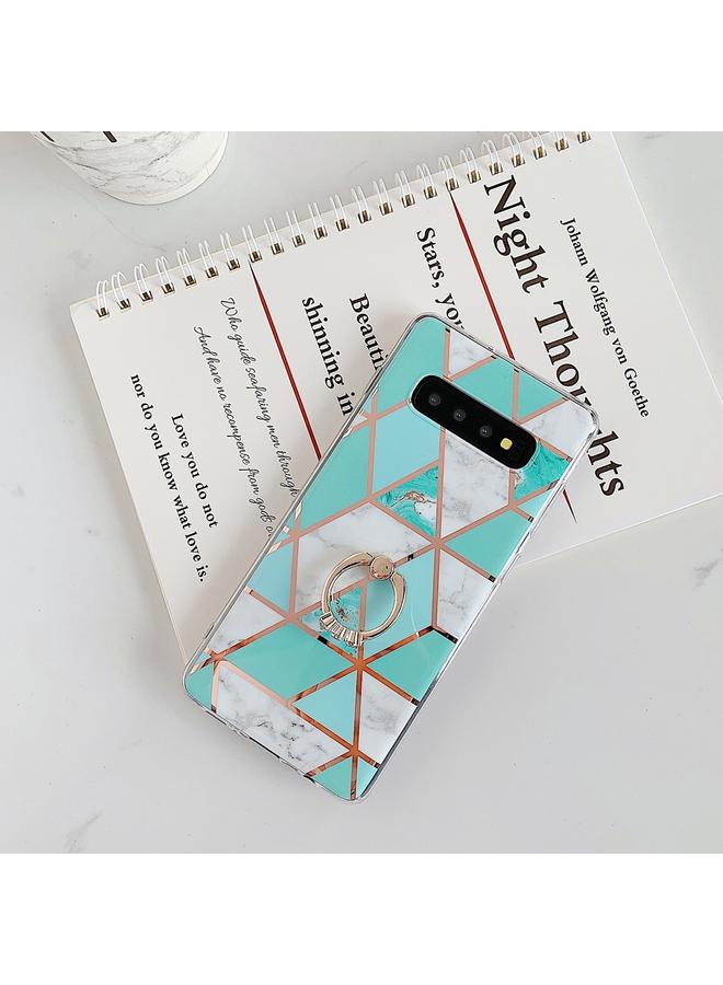 زبون جراب لهاتف Galaxy S10 Plus مطلي بنمط هندسي ملون من الرخام والفسيفساء جراب هاتف محمول من مادة TPU مع حامل من أحجار الراين - Image 2