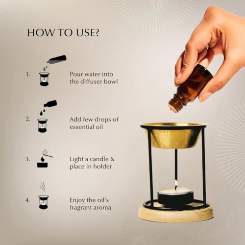 Dukhni Classic Essential Oil Burner Brass Burner with Candle for Diffuser Oils Relax with Home Aromatherapy for Stress Relief Meditation and Massage - Image 3