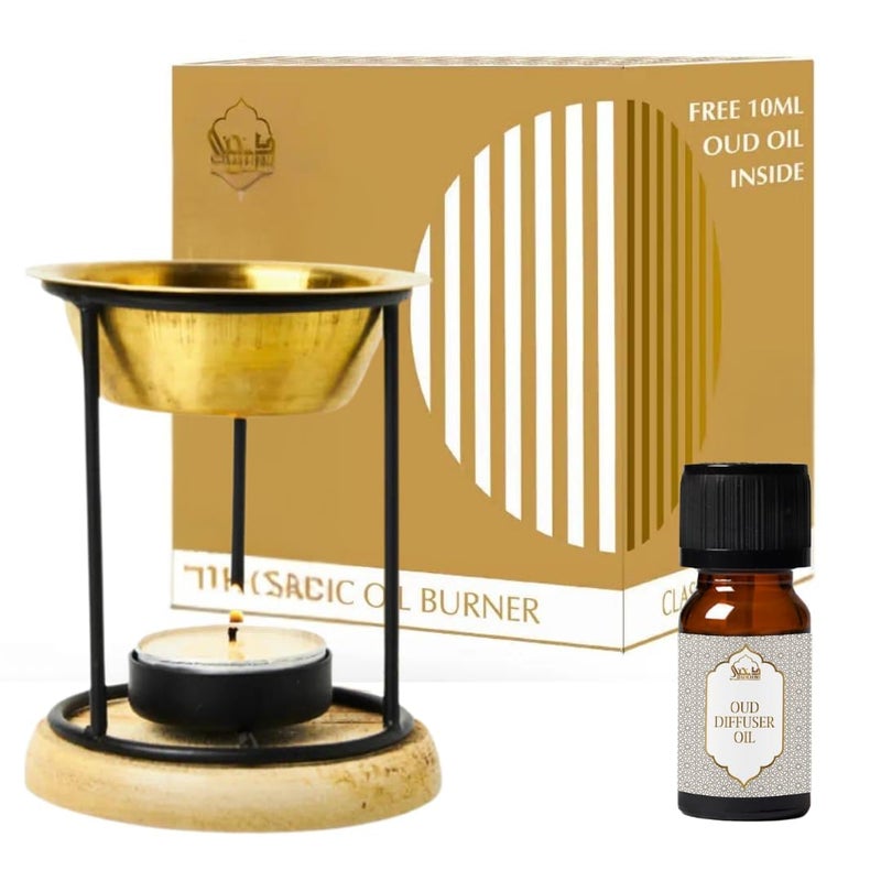 Dukhni Classic Essential Oil Burner Brass Burner with Candle for Diffuser Oils Relax with Home Aromatherapy for Stress Relief Meditation and Massage - Image 2
