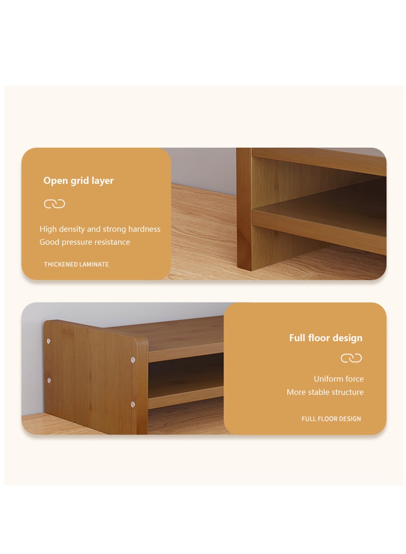 Hihonor 2 Tier Monitor Stand Riser with Organizer Drawer, Desk Computer Stand Riser Bamboo Shelf Riser, Desktop Storage Rack Easy to Use - Image 4