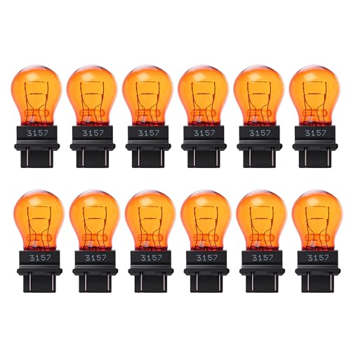 Kadiby 12 Pack 3157NA 3157A 3157 Amber Bulb, Parking/Side Maker/Turn Signal Auto Light Bulbs 3057A 4157NA 4057NA 12v 27/7w - Image 1