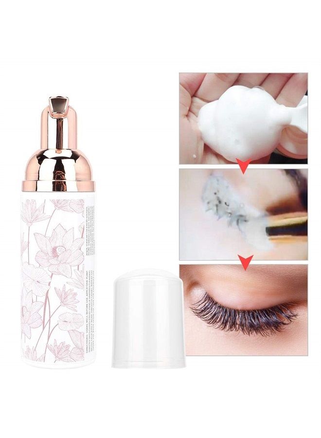 Sonew 60ml Eyelash Extension Cleanser, Professional Lash Cleansing Foaming Eyelash Wash for Eyelash Extension With Cleaning Brush Keep Your Lash Clean - Image 2