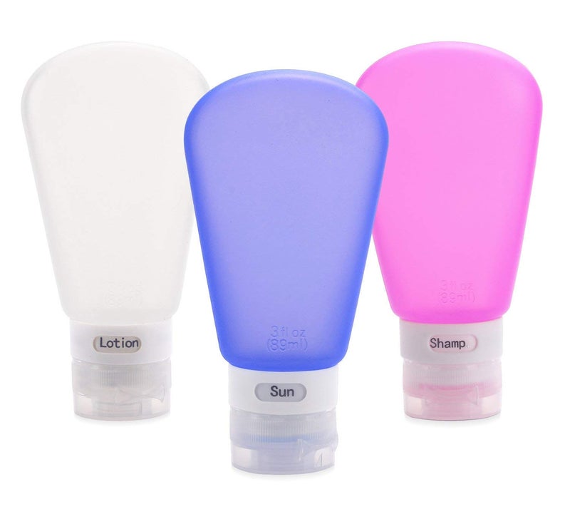 Crownish Pack of 3 Silicone Travel Bottles Sets Leak Proof Portable Makeup Bottles Organizer (90 Ml, Medium Size, Multi Colour) - Image 2