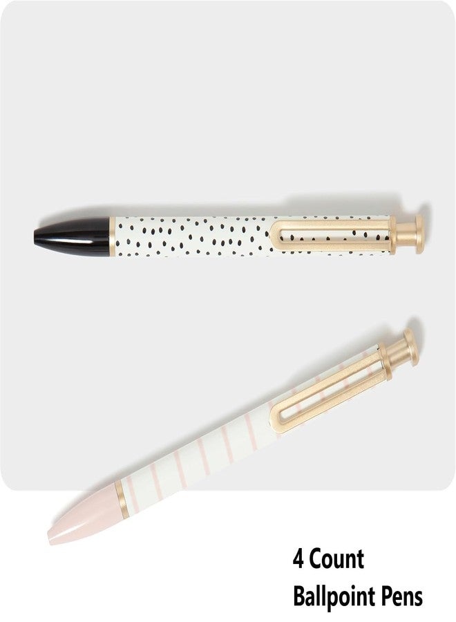 U Brands Monterey Ballpoint Pens, Set of 4, Stripes And Dots With Gold Details, Bold (1.0 mm) Point, Black Ink - Image 4