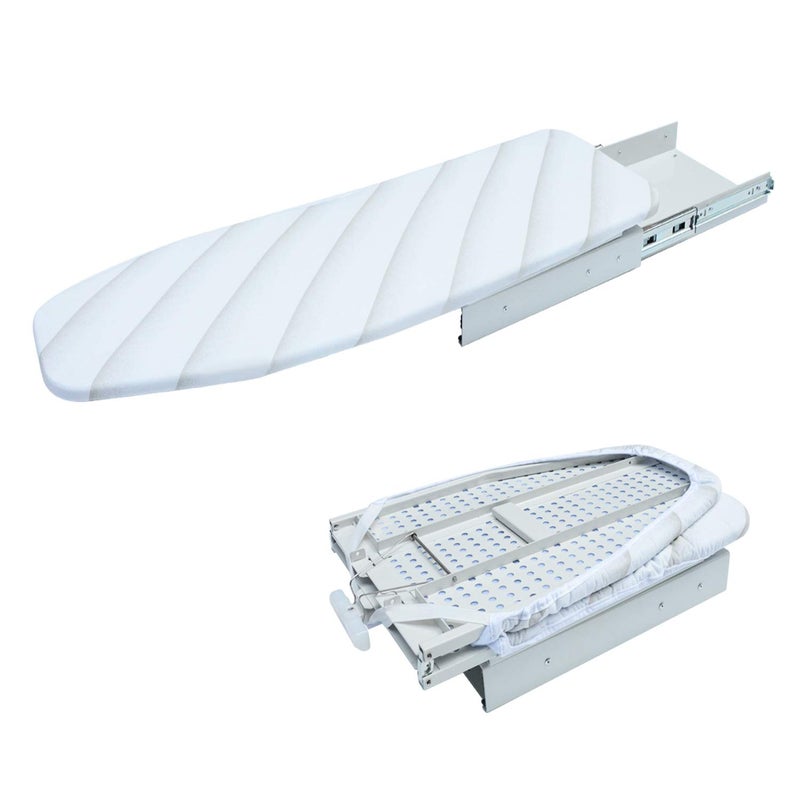 MYOYAY MYOYAY Ironing Board Retractable Pull Out Ironing Board 180 Degree Rotation Foldable Ironing Boards with Heat Resistant Cover Drawer Mounted Space Saving 