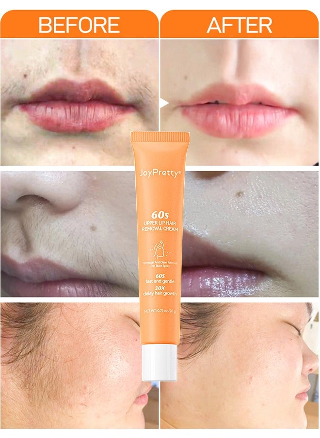 JoyPretty - 60 Seconds Upper Lip Hair Removal Cream, Hair Removal Cream For Upper Lip Face And Chin Fast And Gentle With 30X Delay Hair Growth Moisturizing Hair Removal With Almond Oil And Aloe Vera Extract 20G - Image 1
